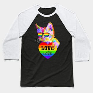 Cool Cat LGBT Support Pride Mom Mother LGBT Month Baseball T-Shirt